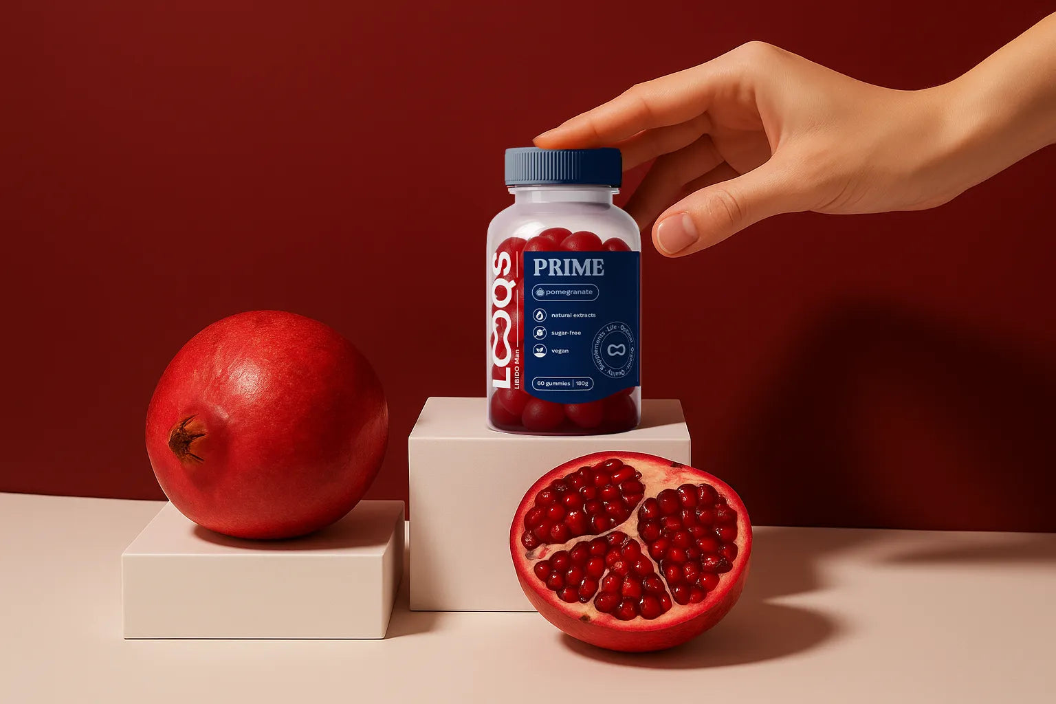 Looqs Prime libido gummies for men package